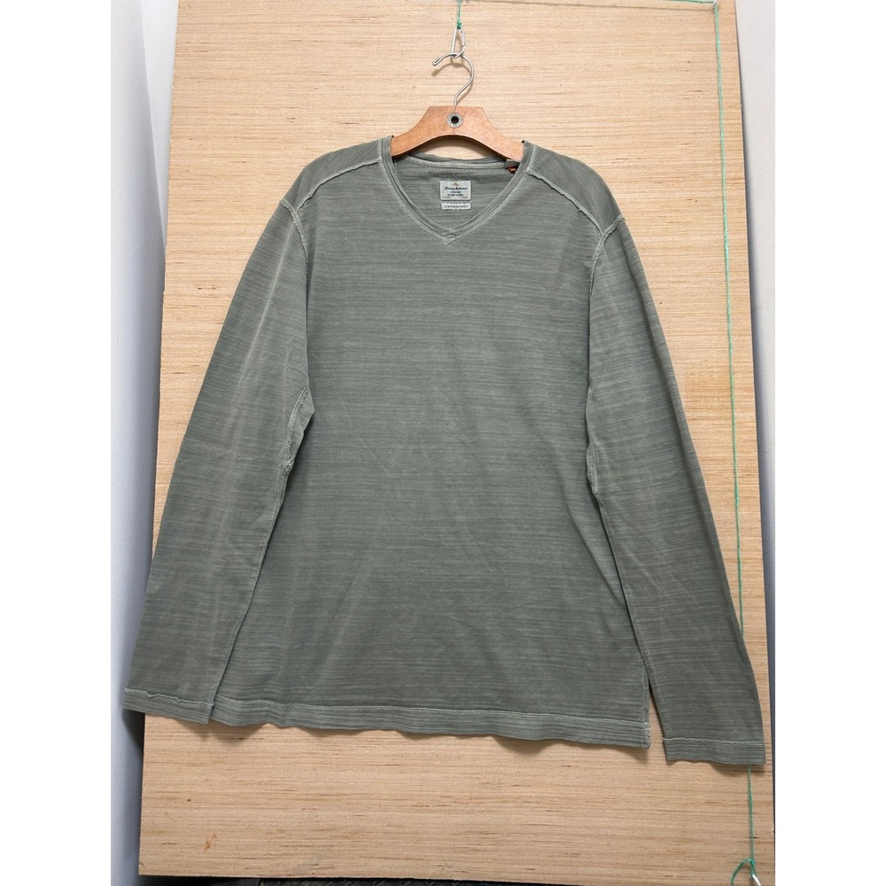 Tommy Bahama Jeans Mens L/G V Neck Long Sleeve T Shirt Island Modern Fit Gray